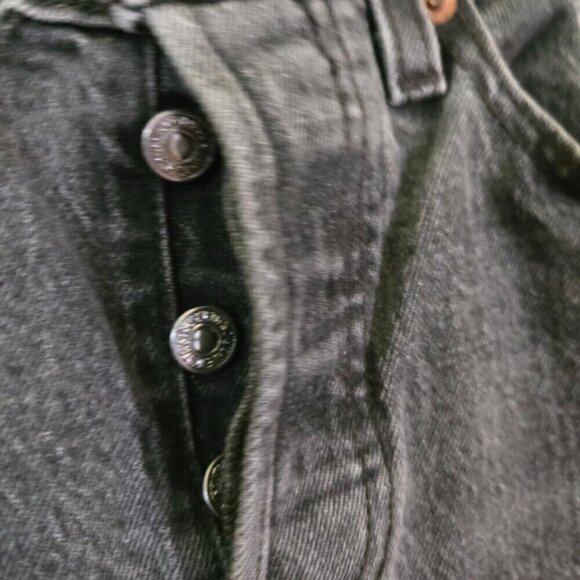 Levi's Wedgie Straight Premium Denim Raw Hem Black Wash Jeans Size 25 - Picture 7 of 12